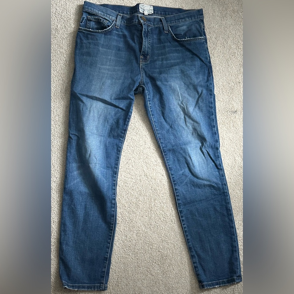 Current/Elliott mid-rise blue straight leg jeans - size 28